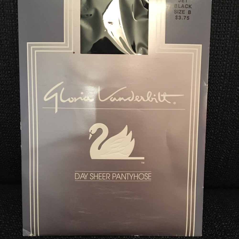 Vintage Gloria Vanderbilt pantyhose jet black VTG